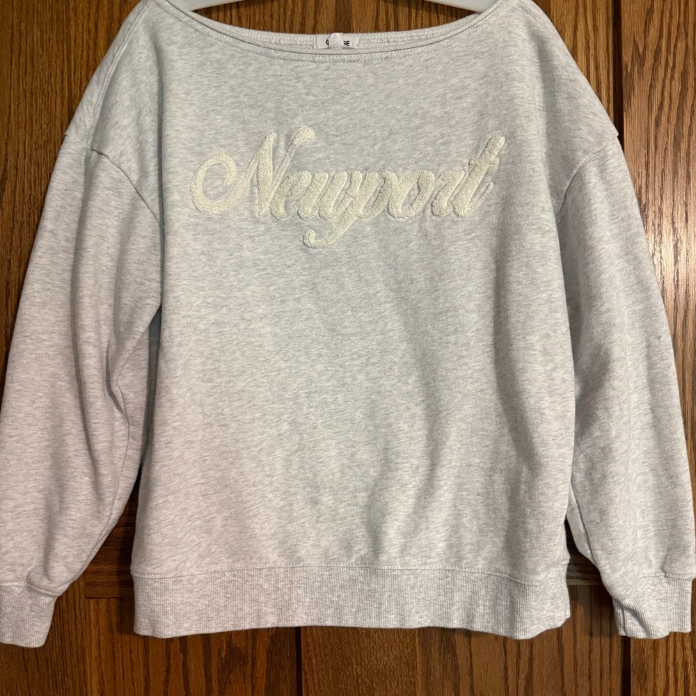 Garage Gray Off-the-Shoulder Crewneck Sweater